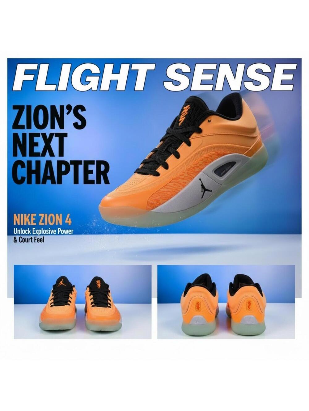 Nike Jordan Zion 4 Peach Cream Total Orange Black Size 8 NWOT FB1802-800